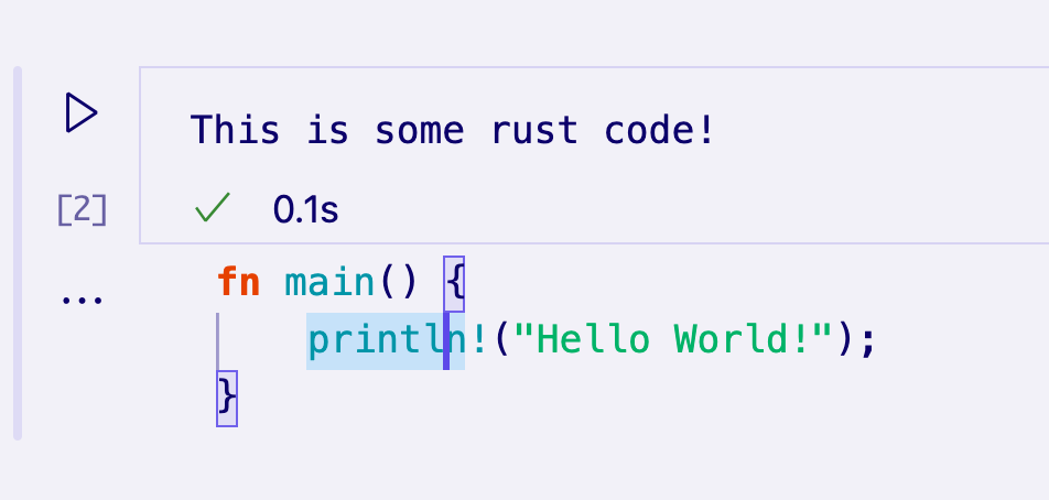 笔记本在内置 Monaco 编辑器中显示 Rust 代码