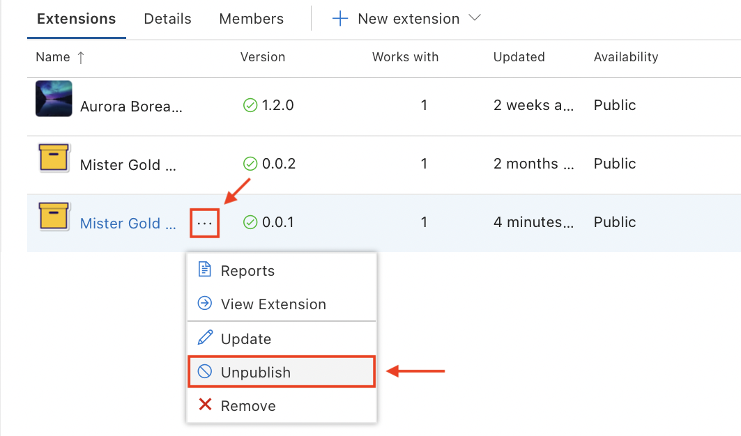 Unpublish the extension via the Marketplace management page