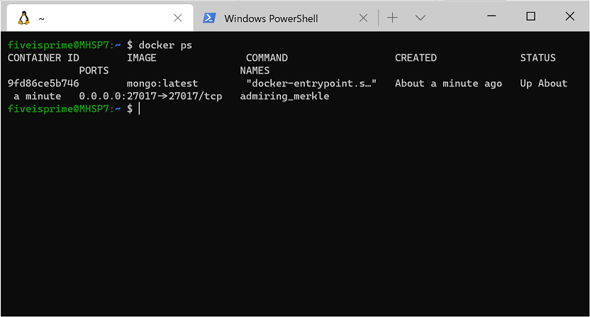 docker ps command in WSL