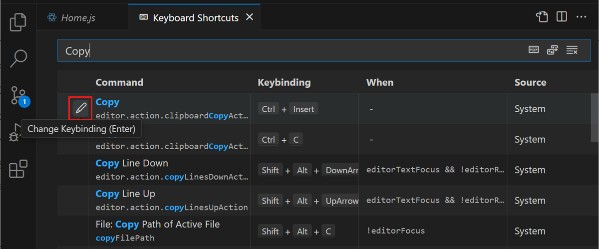 keyboard shortcuts