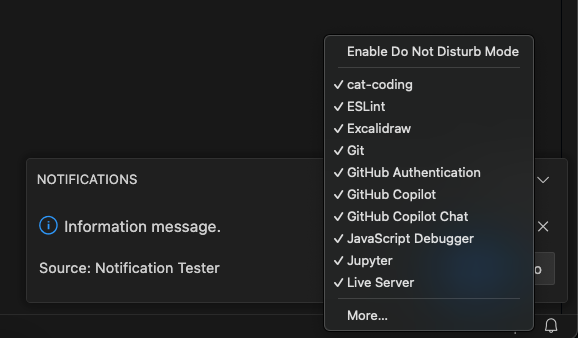 Notifications do not disturb menu