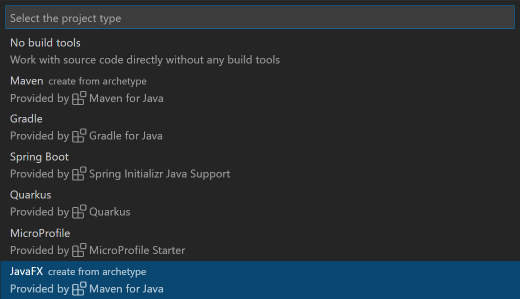 create JavaFX project