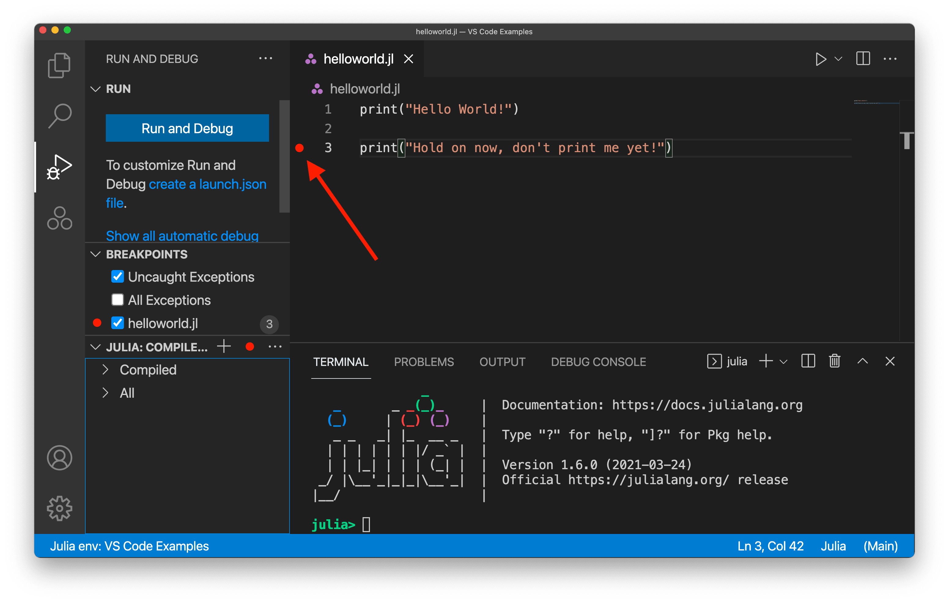 Adding a breakpoint