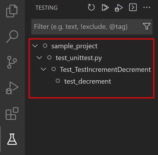 The VS Code Test Explorer for Python tests