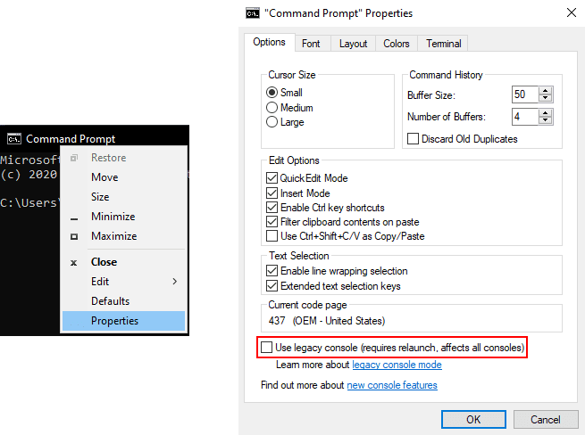 Use legacy mode checkbox