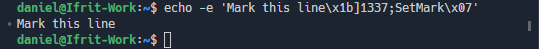 When the sequence is written to the terminal a small grey circle will appear to the left of the command, with a matching annotation in the scroll bar