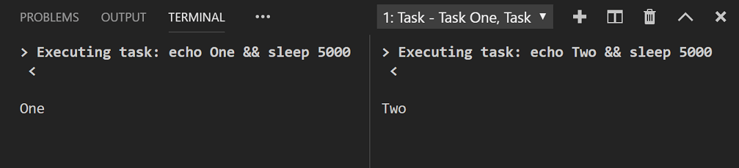 Split terminal tasks