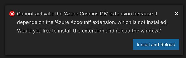 Extension missing dependency warning