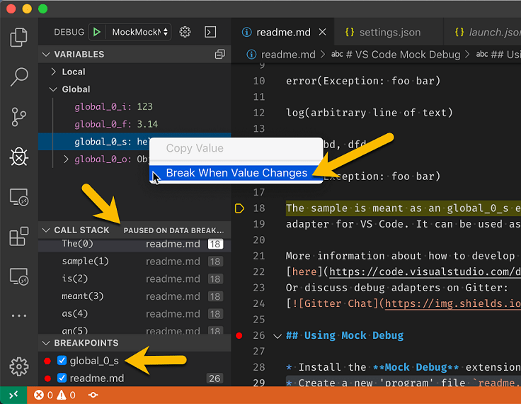 Data breakpoints