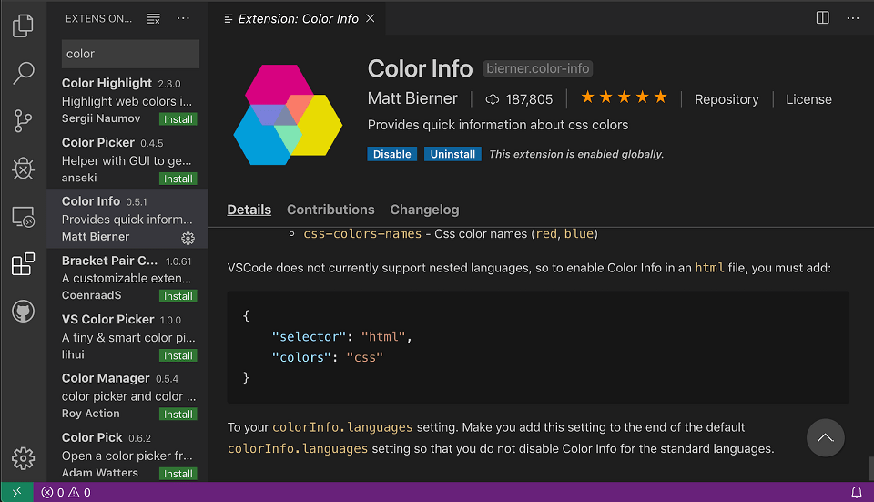 A block of JSON being highlighted