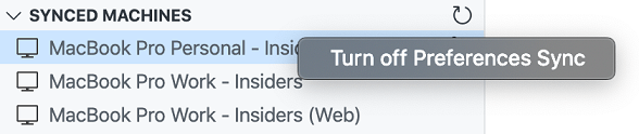 Turn off preferences sync for a machine