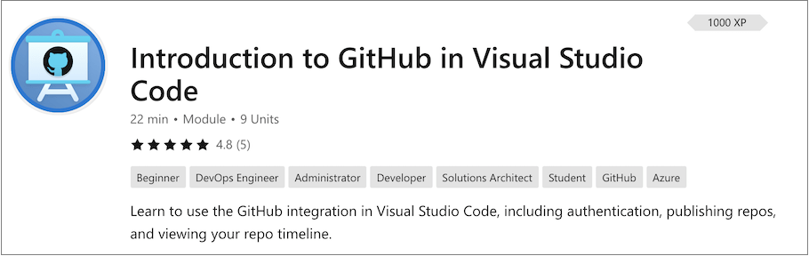 Learn module for GitHub and VS Code