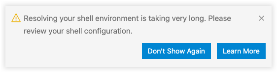 Shell environment warning if it takes longer than 3 seconds