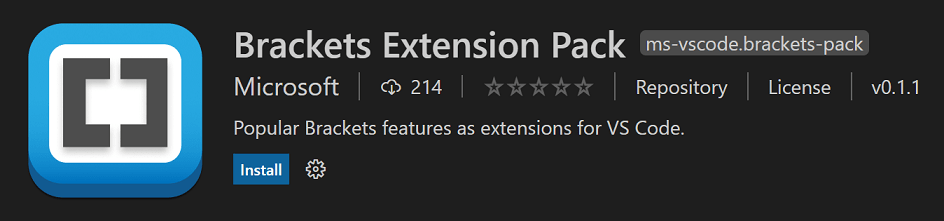 Brackets Extension Pack in the Marketplace