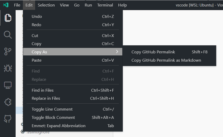 Copy As submenu