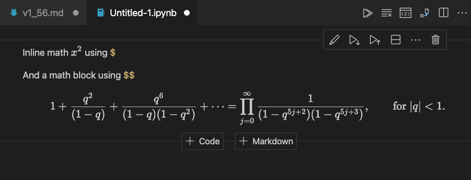 Math being rendered in a Jupyter notebook