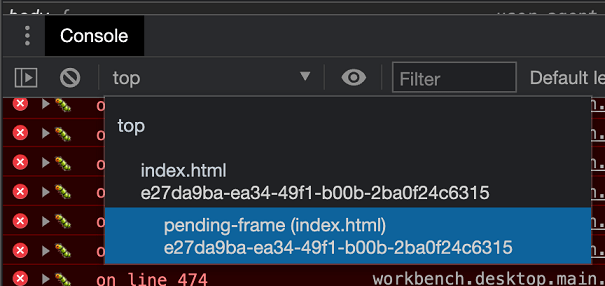 Selecting the current scope of the debug console