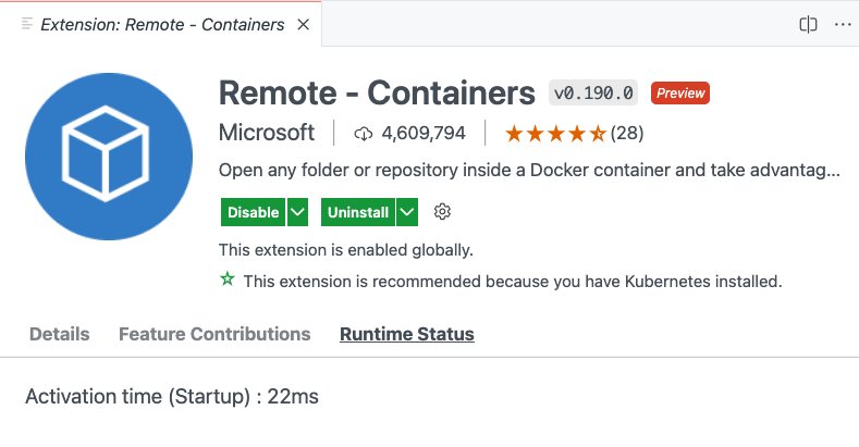 Extension Runtime Status