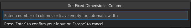 Terminal Set Fixed Dimensions column width prompt