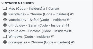 Settings Sync default machine name including browser and product names