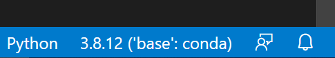 Python interpreter information displayed towards the right of the Status bar