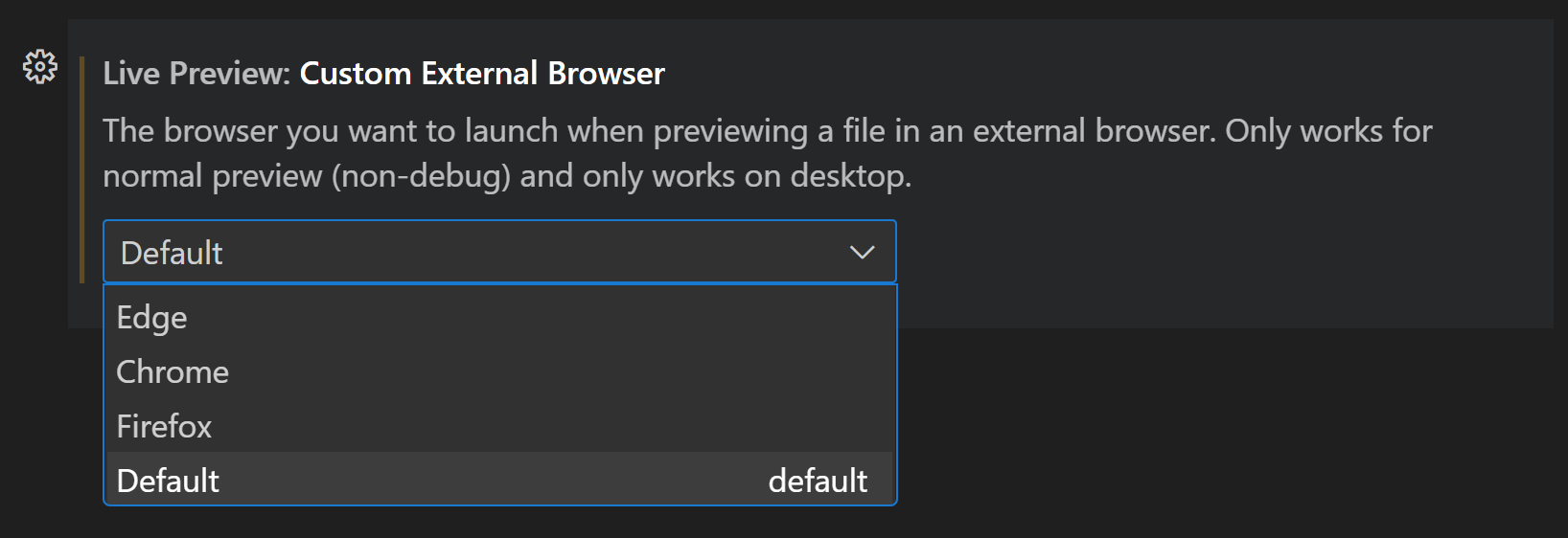 Live Preview Custom External Browser setting 