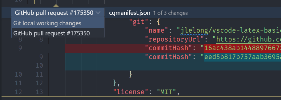 Multiple quick diffs and diff base dropdown