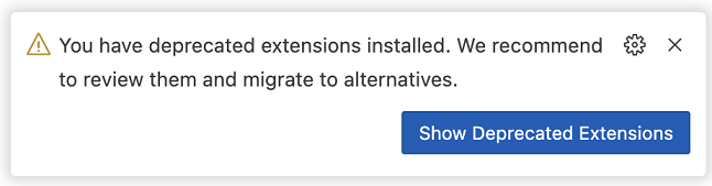 Notification about deprecated extension